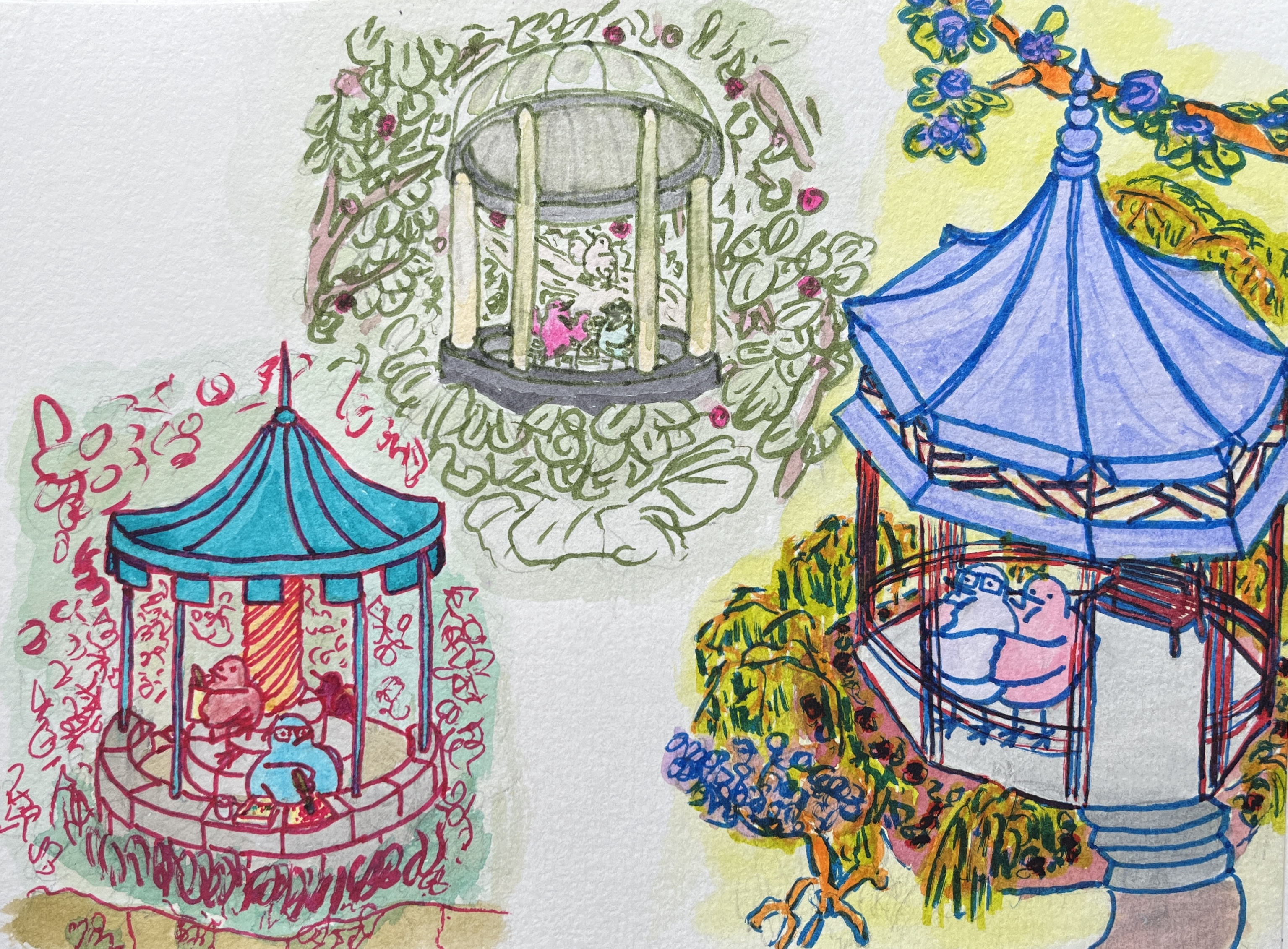 Triptych: Portmeirion Pavoodleoos